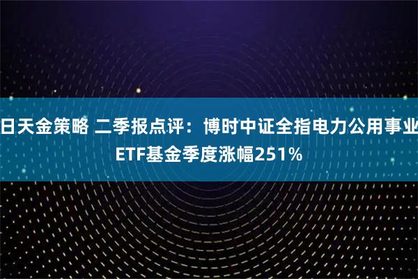 日天金策略 二季报点评：博时中证全指电力公用事业ETF基金季度涨幅251%